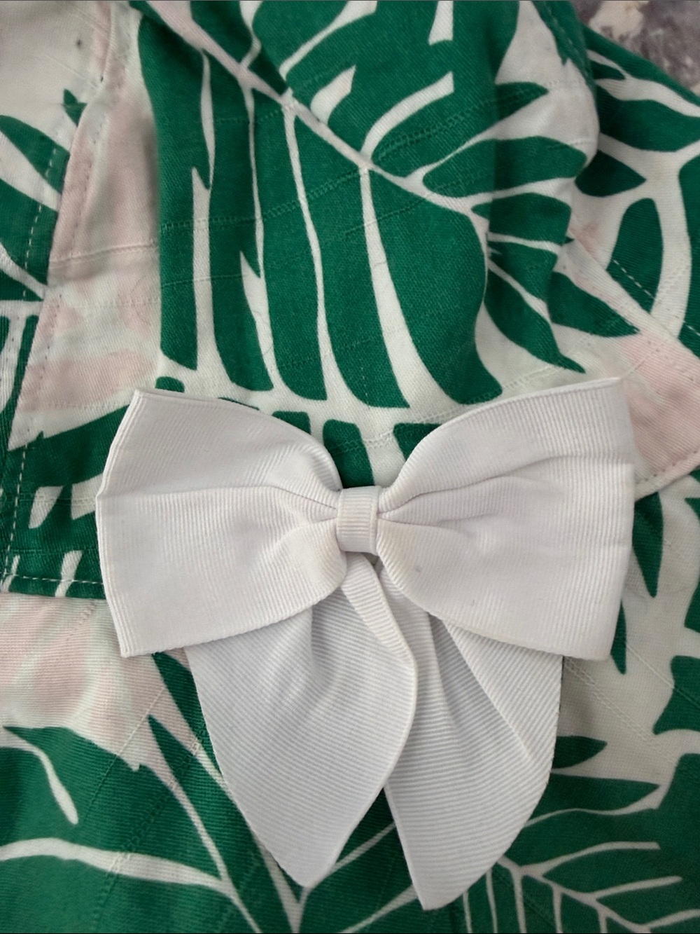 Janie and Jack Green & White Leaf Print Sun Hat with Bow Accent - Picture 3 of 4